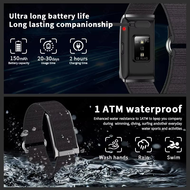 No Screen Smart Watch 20-Day Ultra-Long Use Time 24Hours Blood Oxygen Blood Pressure Monitor Sports Smart Bracelet Couples