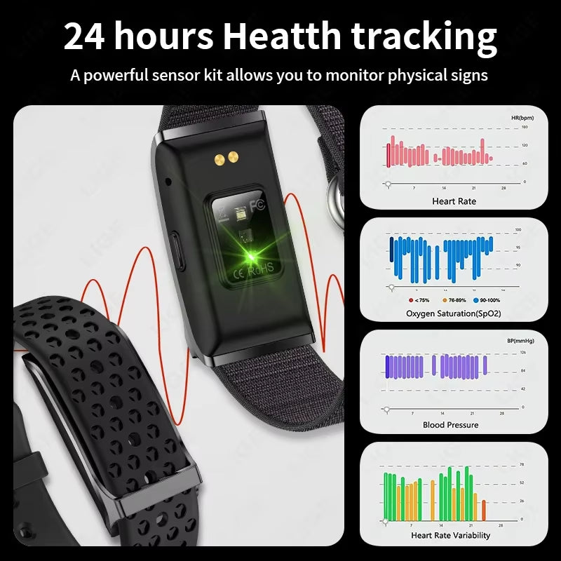 No Screen Smart Watch 20-Day Ultra-Long Use Time 24Hours Blood Oxygen Blood Pressure Monitor Sports Smart Bracelet Couples
