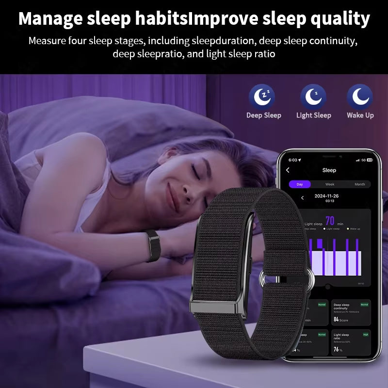 No Screen Smart Watch 20-Day Ultra-Long Use Time 24Hours Blood Oxygen Blood Pressure Monitor Sports Smart Bracelet Couples